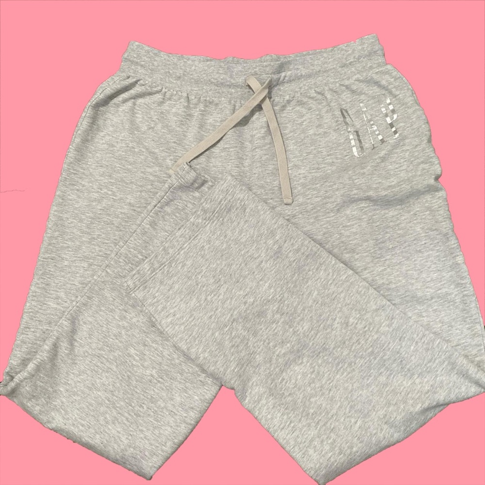 Grey GAP Straight Leg Sweatpants with Silver Logo